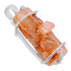 24.84cts natural pink aragonite fancy 925 sterling silver pendant jewelry n43627