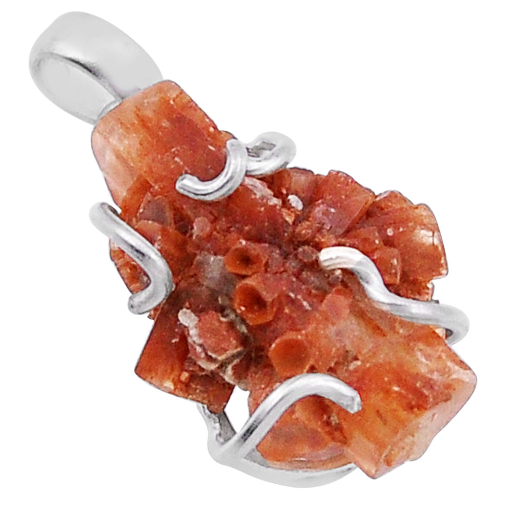 16.15cts natural pink aragonite fancy 925 sterling silver pendant jewelry n43632