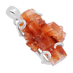 26.16cts natural pink aragonite fancy 925 sterling silver pendant jewelry n43635
