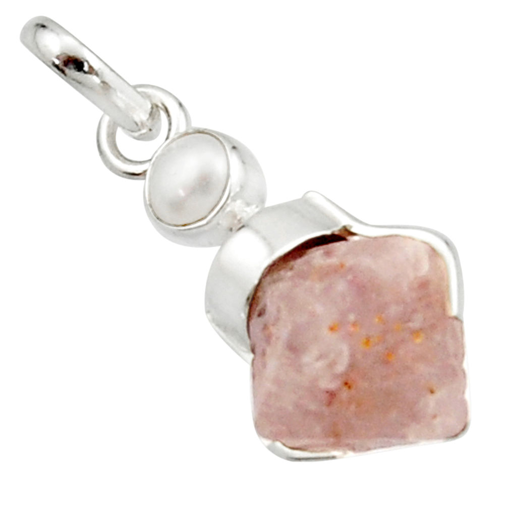 9.27cts natural pink beta quartz white pearl 925 sterling silver pendant r22911