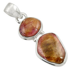 11.99cts natural pink bio tourmaline 925 sterling silver pendant jewelry d42971