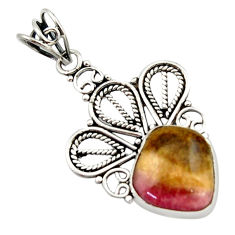 9.47cts natural pink bio tourmaline 925 sterling silver pendant jewelry d46706