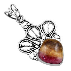 7.54cts natural pink bio tourmaline 925 sterling silver pendant jewelry n25296