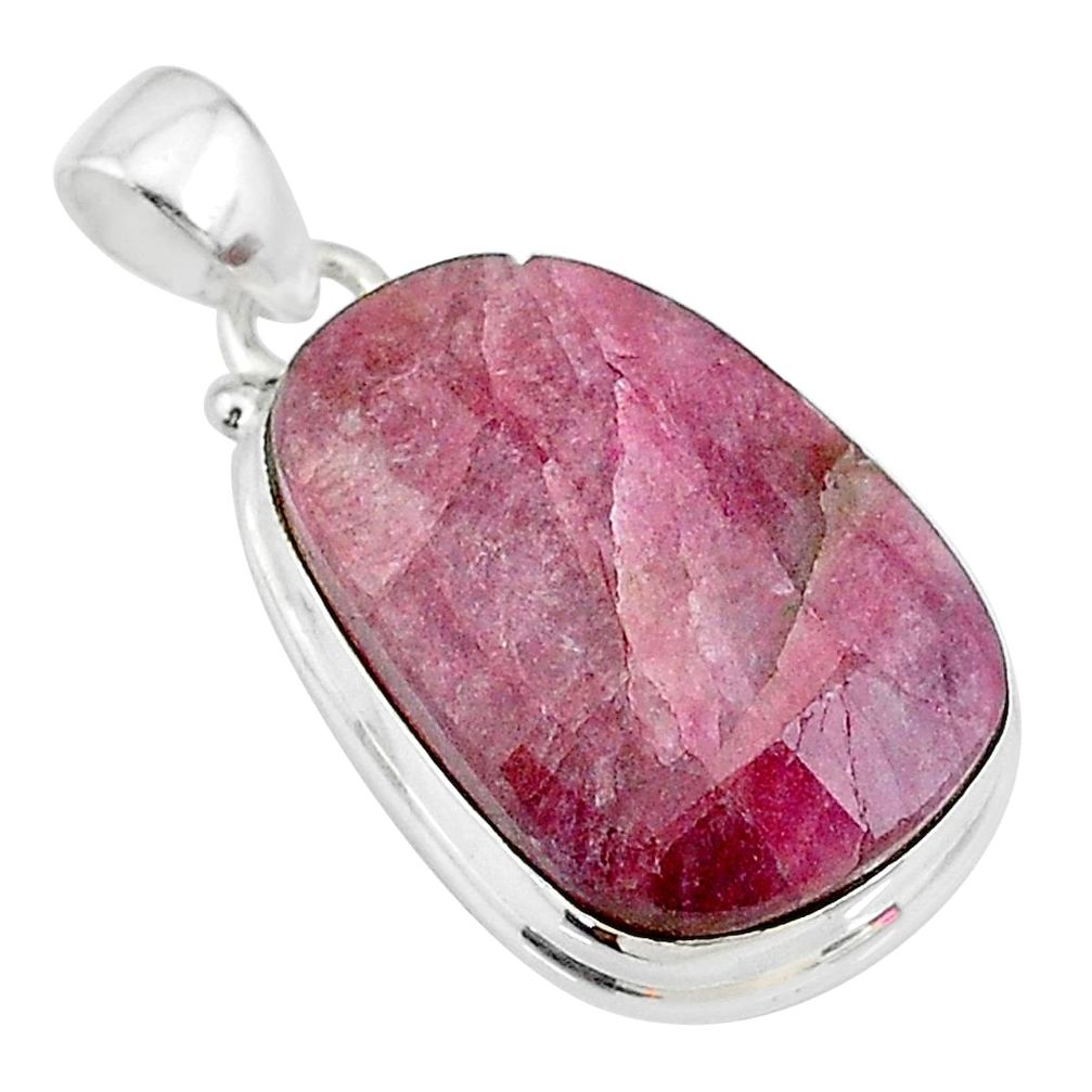 22.05cts natural pink bio tourmaline 925 sterling silver pendant jewelry t10626