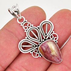 6.31cts natural pink bio tourmaline 925 sterling silver pendant jewelry y21509