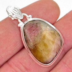 16.34cts natural pink bio tourmaline fancy 925 sterling silver pendant y20632