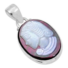 10.75cts natural pink cameo on shell 925 sterling silver pendant jewelry y5416