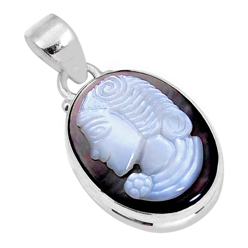 10.63cts natural pink cameo on shell 925 sterling silver pendant jewelry y5420