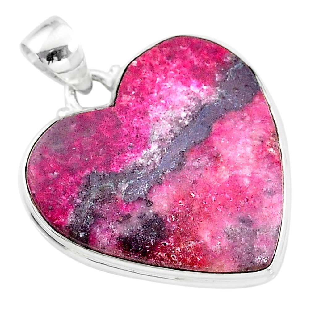 22.59cts natural pink cobalt calcite 925 sterling silver heart pendant t14846