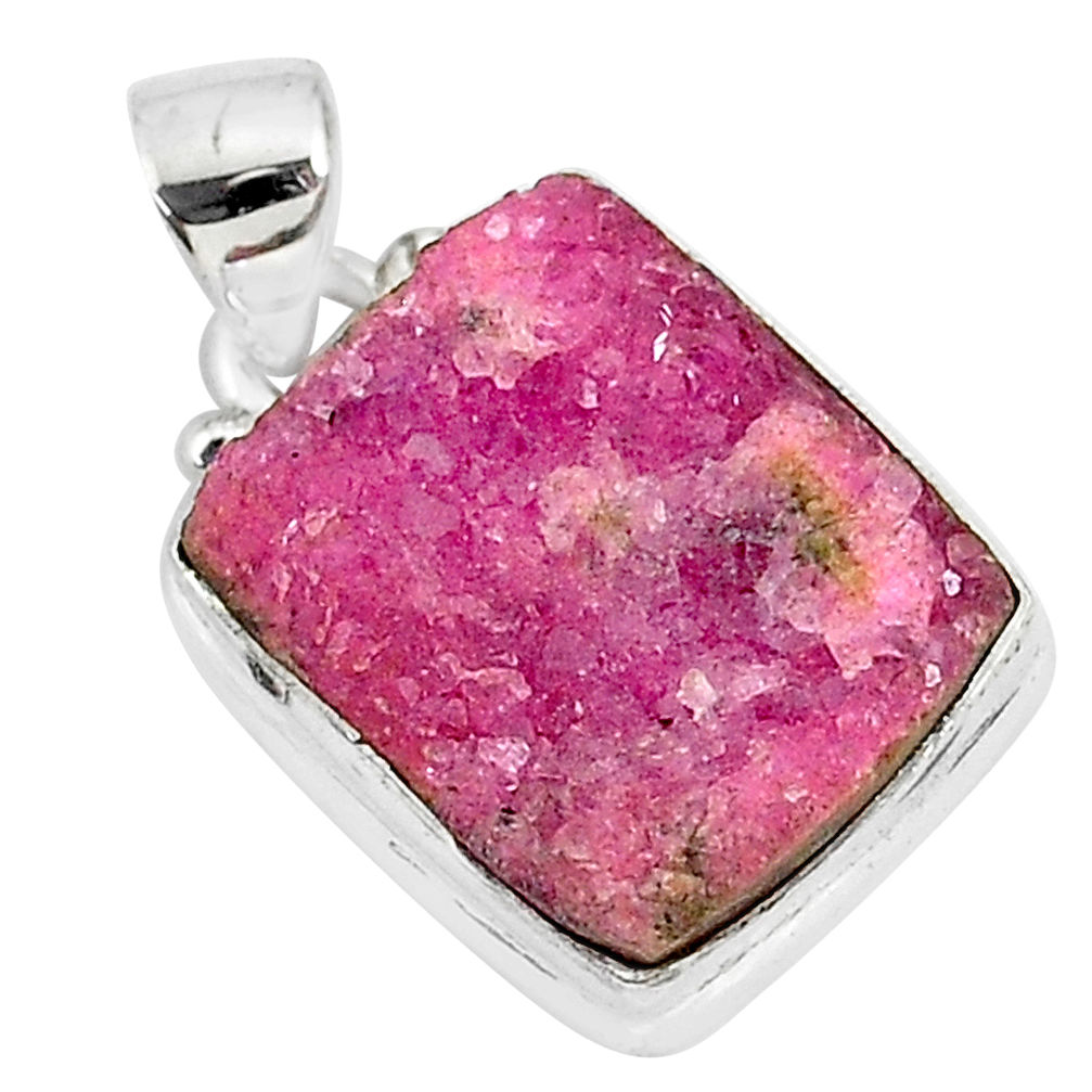 12.58cts natural pink cobalt calcite 925 sterling silver handmade pendant r92972