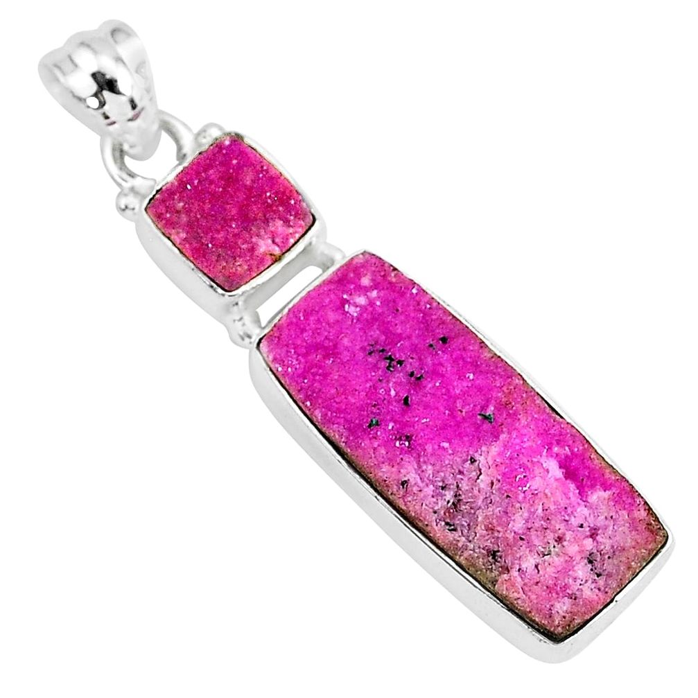 16.73cts natural pink cobalt calcite 925 sterling silver handmade pendant r93019