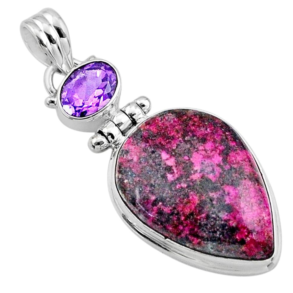 19.23cts natural pink cobalt calcite amethyst 925 sterling silver pendant r66041
