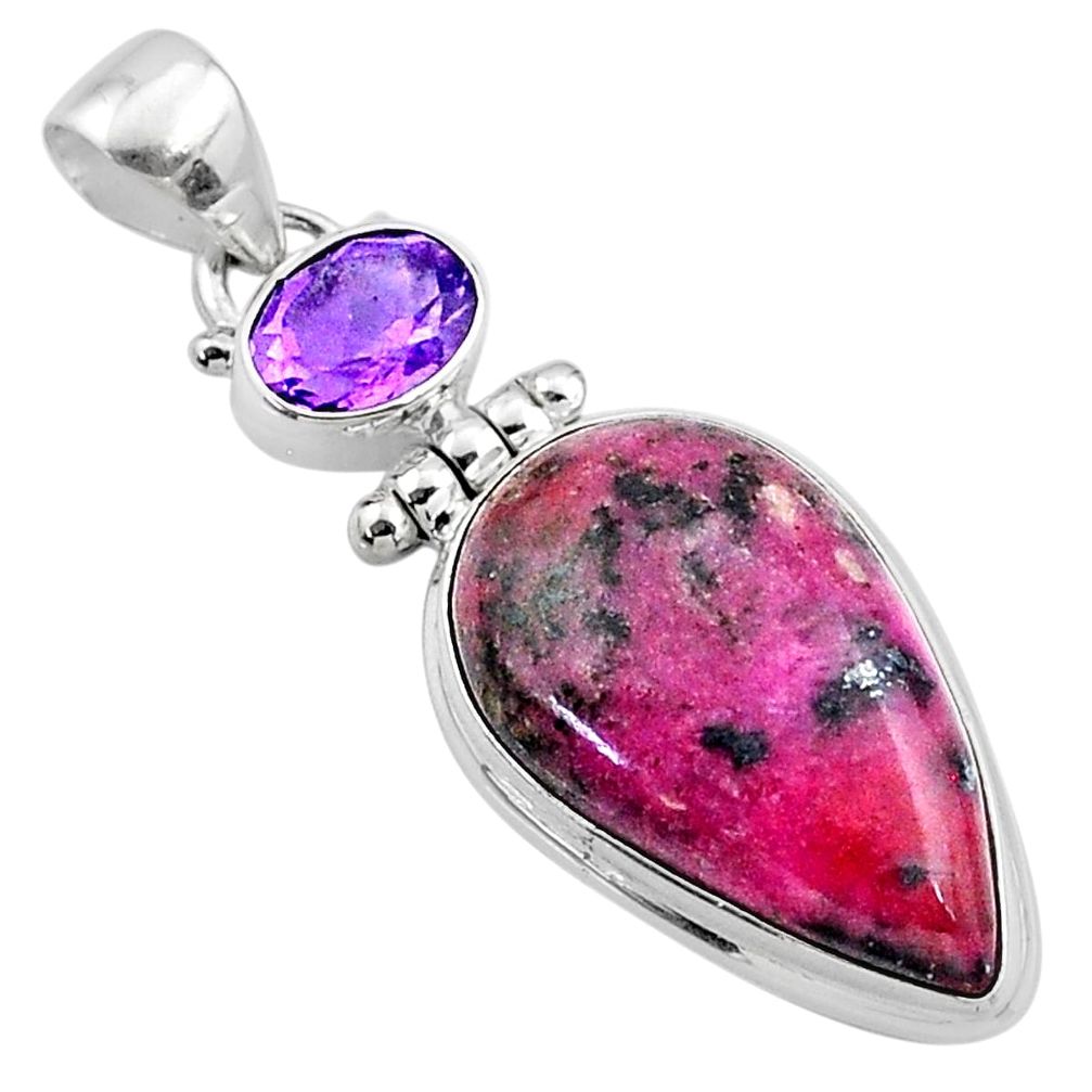 17.22cts natural pink cobalt calcite amethyst 925 sterling silver pendant r66042