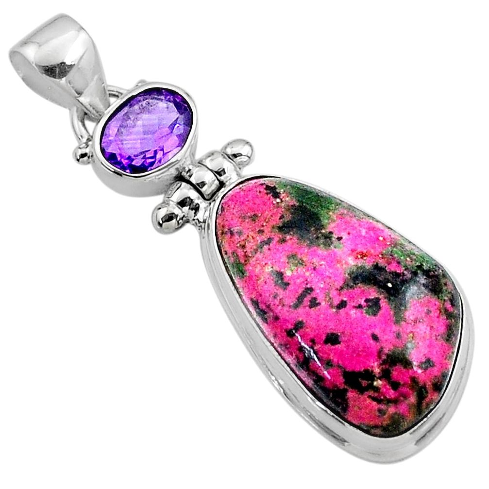 18.15cts natural pink cobalt calcite amethyst 925 sterling silver pendant r66043