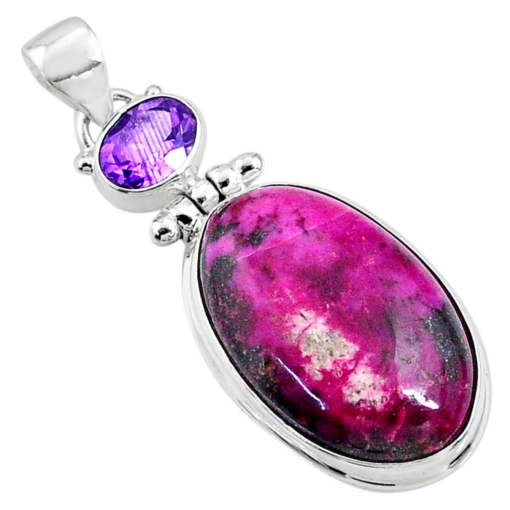 21.42cts natural pink cobalt calcite amethyst 925 sterling silver pendant r66082