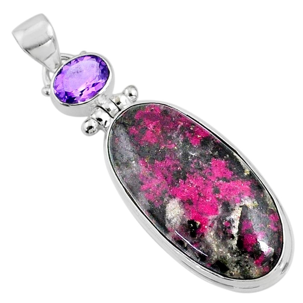 24.00cts natural pink cobalt calcite amethyst 925 sterling silver pendant r66101