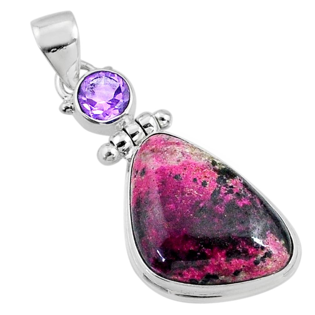 15.48cts natural pink cobalt calcite amethyst 925 sterling silver pendant r66102