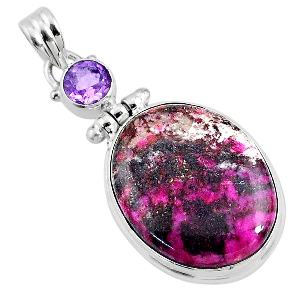 22.05cts natural pink cobalt calcite amethyst 925 sterling silver pendant r66103