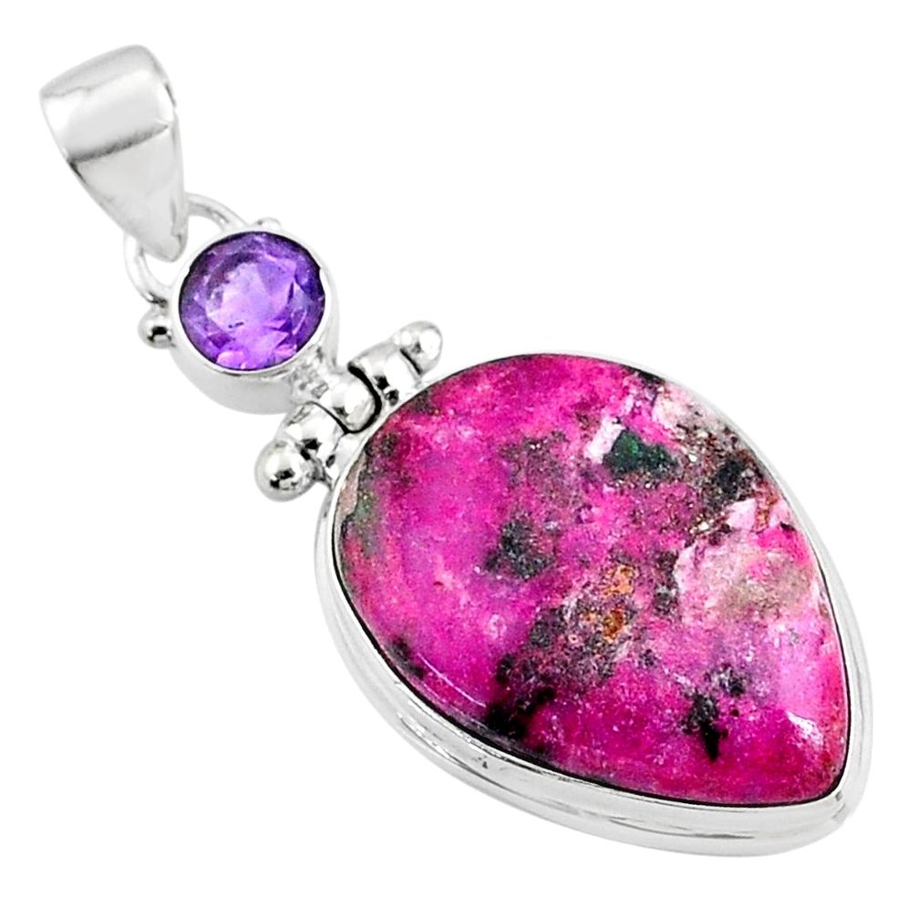 19.12cts natural pink cobalt calcite amethyst 925 sterling silver pendant r66109