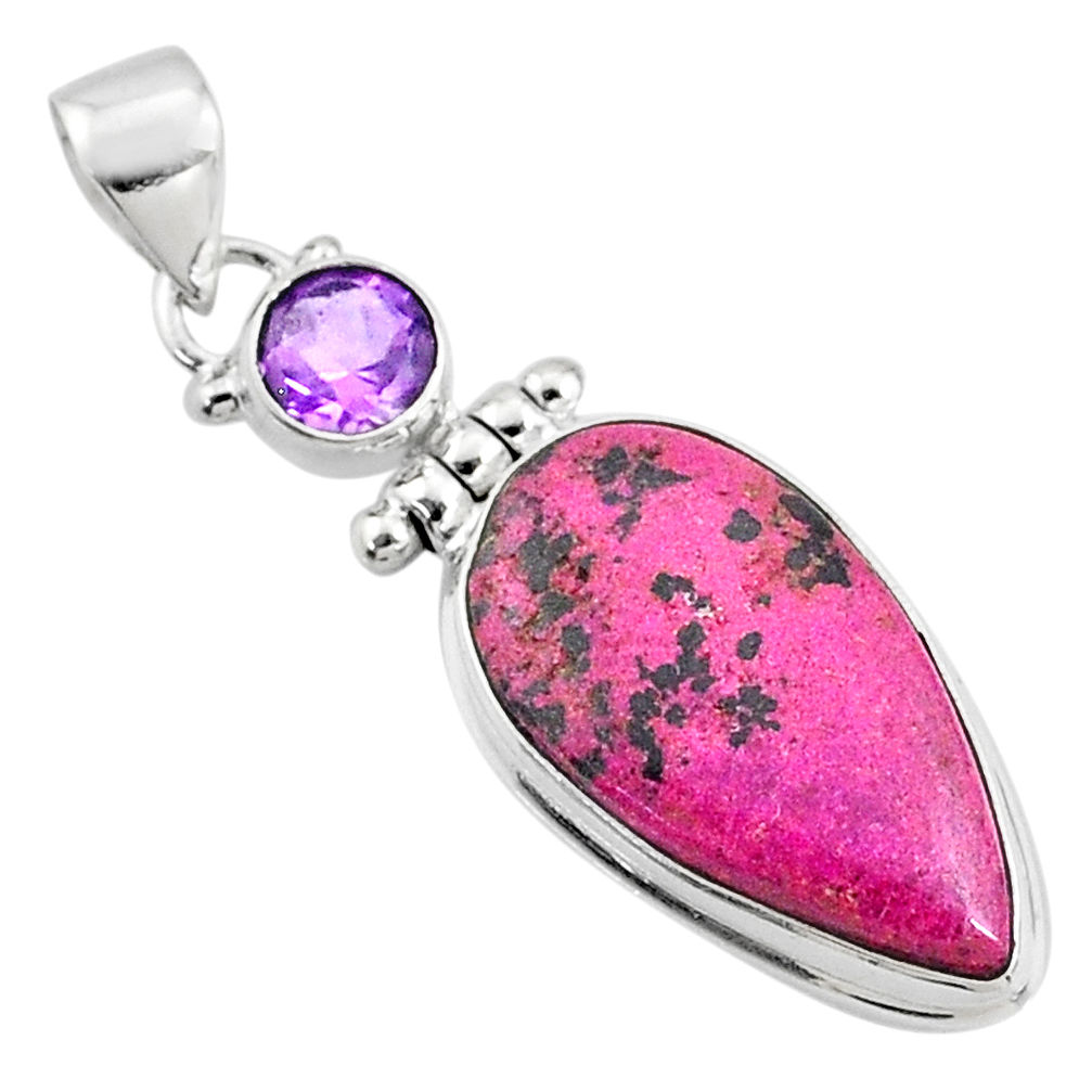 15.08cts natural pink cobalt calcite amethyst 925 sterling silver pendant r66110