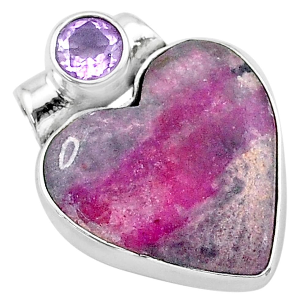 11.70cts natural pink cobalt calcite amethyst 925 sterling silver pendant t13458