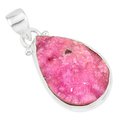 Clearance Sale- 13.15cts natural pink cobalt calcite druzy 925 sterling silver pendant r86044
