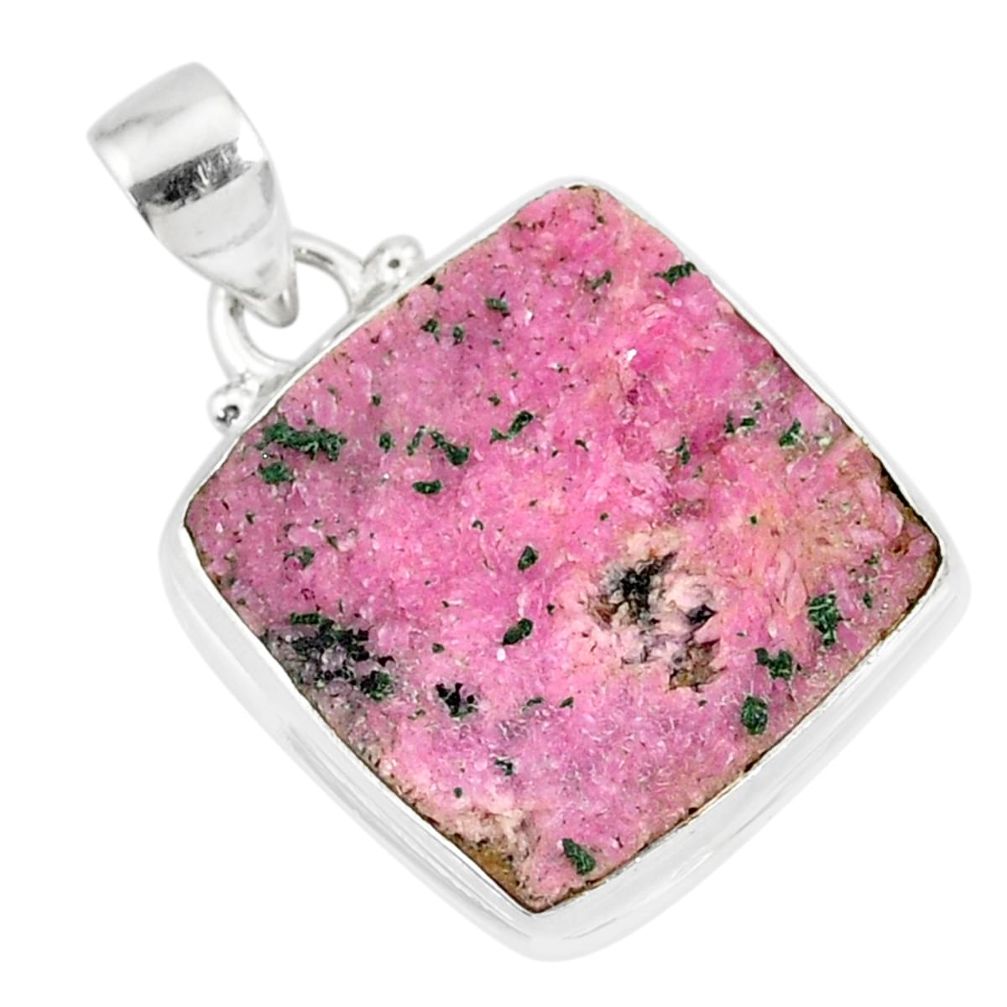 15.08cts natural pink cobalt calcite druzy 925 sterling silver pendant r86047