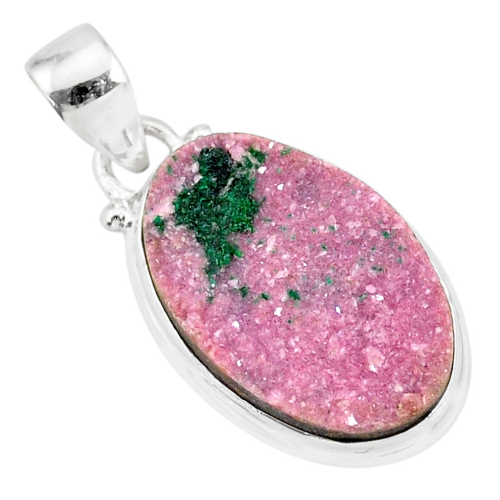 12.22cts natural pink cobalt calcite druzy 925 sterling silver pendant r86050