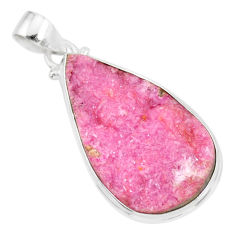 17.22cts natural pink cobalt calcite druzy 925 sterling silver pendant r86054
