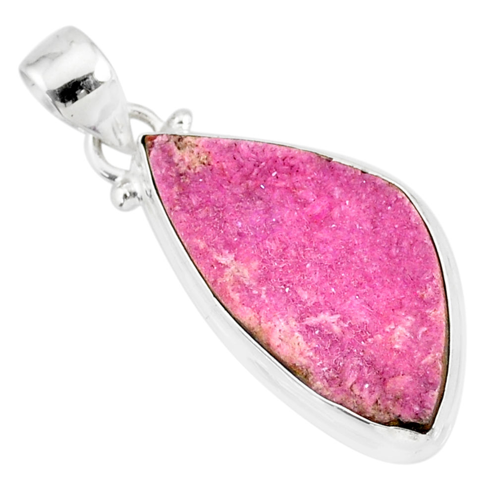 12.12cts natural pink cobalt calcite druzy 925 sterling silver pendant r86055