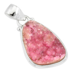 Clearance Sale- 12.22cts natural pink cobalt calcite druzy 925 sterling silver pendant r86061