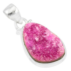 12.70cts natural pink cobalt calcite druzy 925 sterling silver pendant r86062