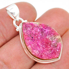 16.54cts natural pink cobalt calcite druzy 925 sterling silver pendant u89205
