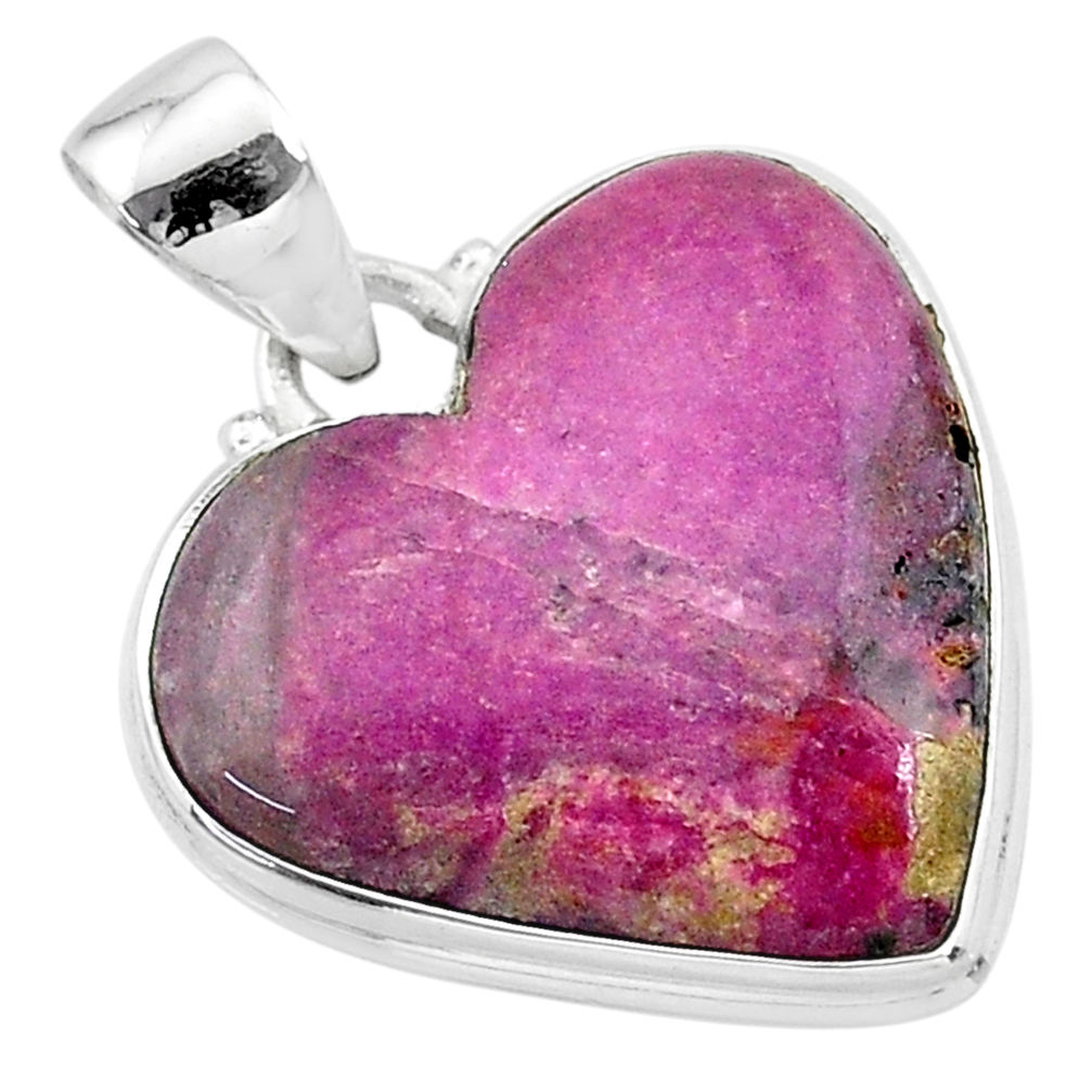 15.65cts natural pink cobalt calcite heart 925 sterling silver pendant t13452