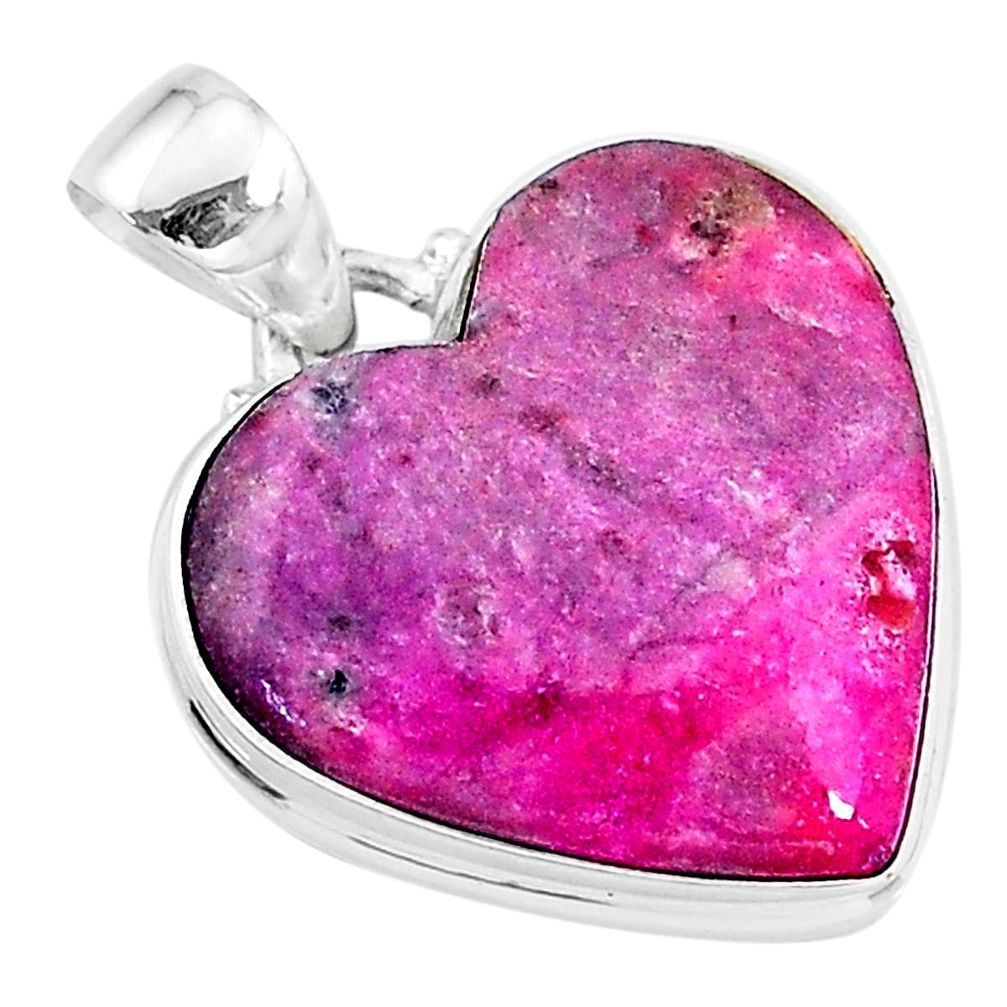 16.07cts natural pink cobalt calcite heart 925 sterling silver pendant t14853