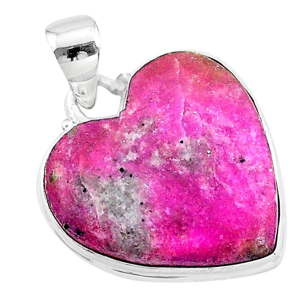 18.65cts natural pink cobalt calcite heart 925 sterling silver pendant t14854