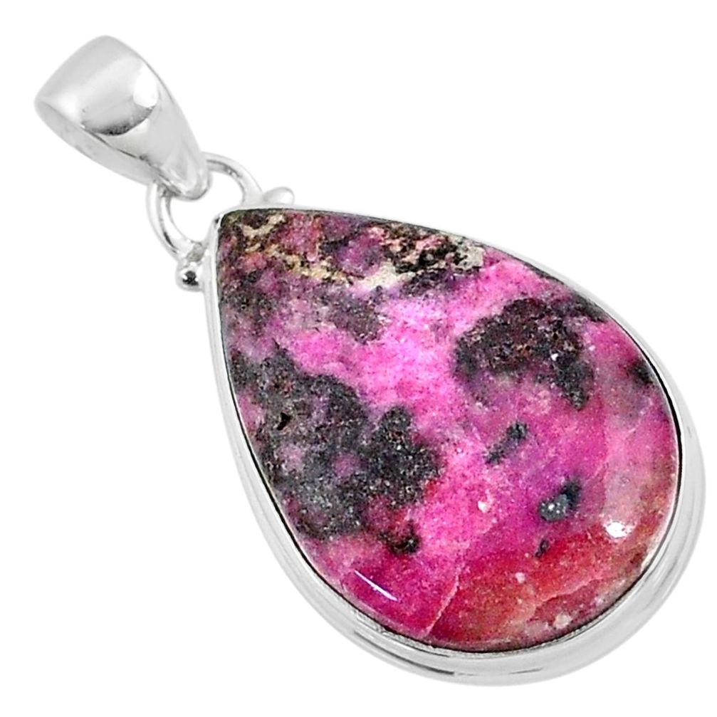 19.23cts natural pink cobalt calcite pear 925 sterling silver pendant r66068