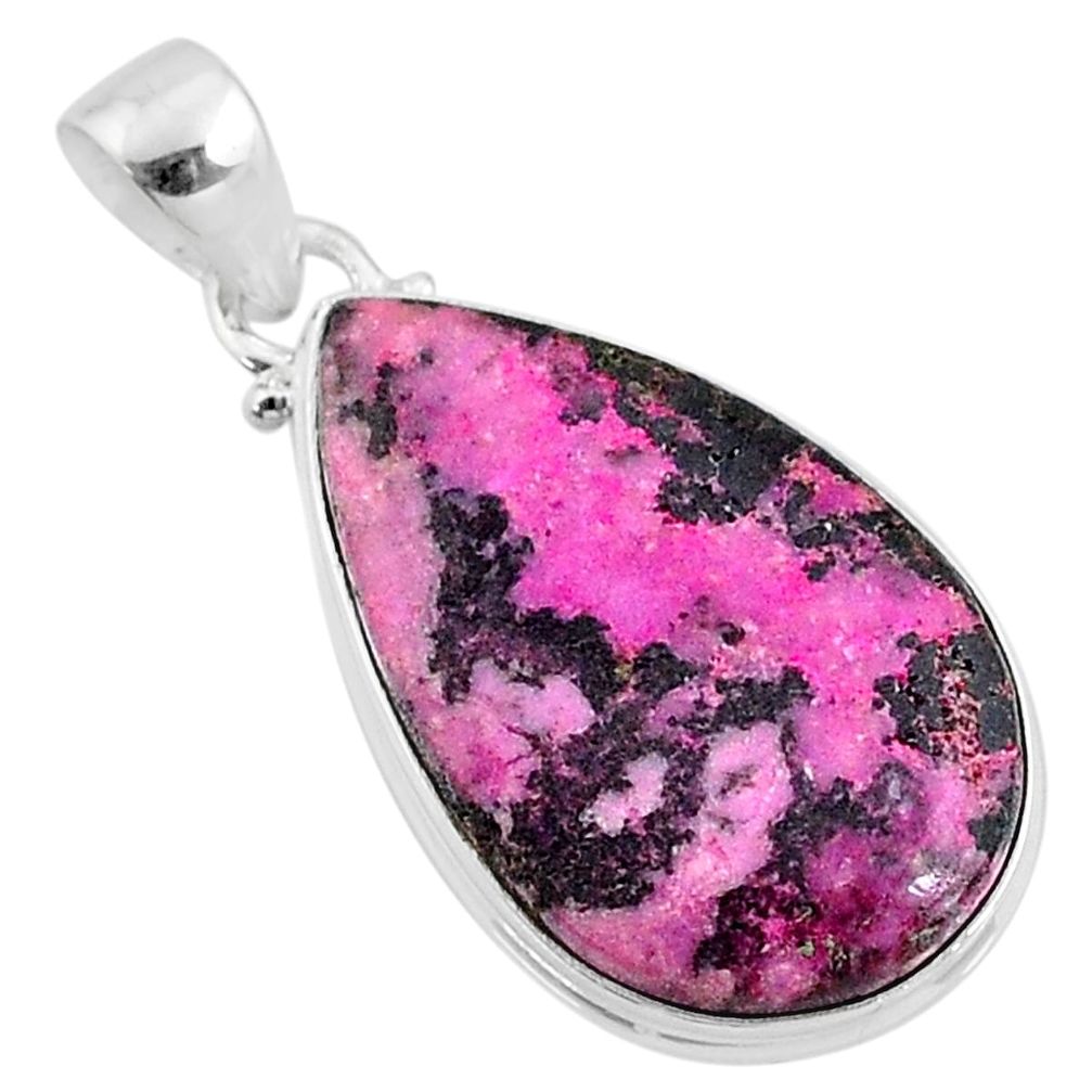 16.73cts natural pink cobalt calcite pear 925 sterling silver pendant r66111