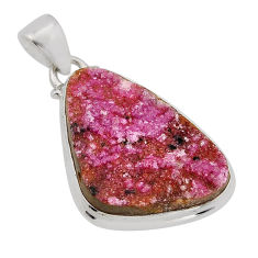 18.41cts natural pink cobalt druzy 925 sterling silver pendant jewelry n2473