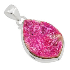 16.49cts natural pink cobalt druzy 925 sterling silver pendant jewelry n2475