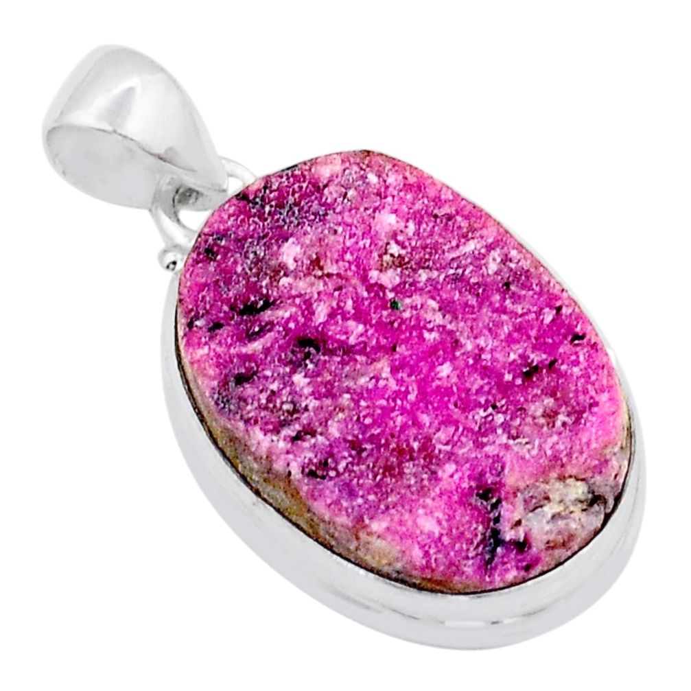 17.95cts natural pink cobalt druzy 925 sterling silver pendant jewelry u89238