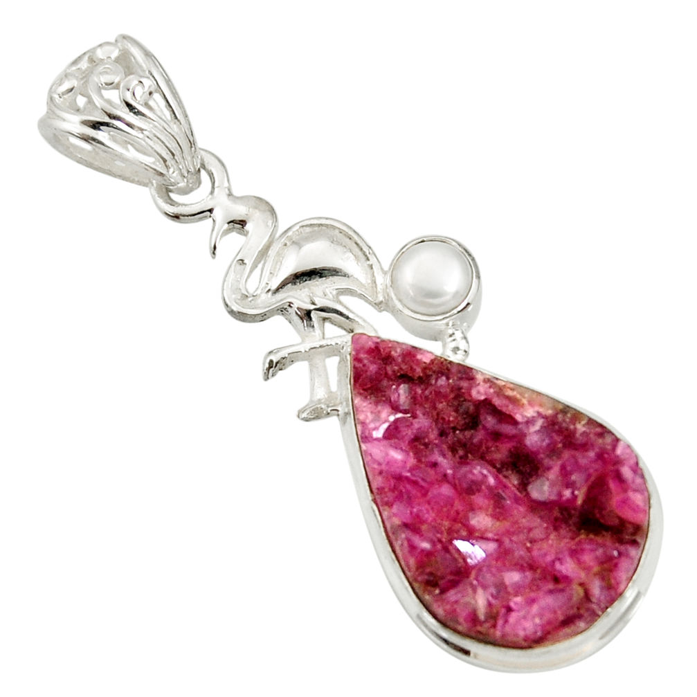 pink cobalt druzy pearl 925 sterling silver fish pendant d44193