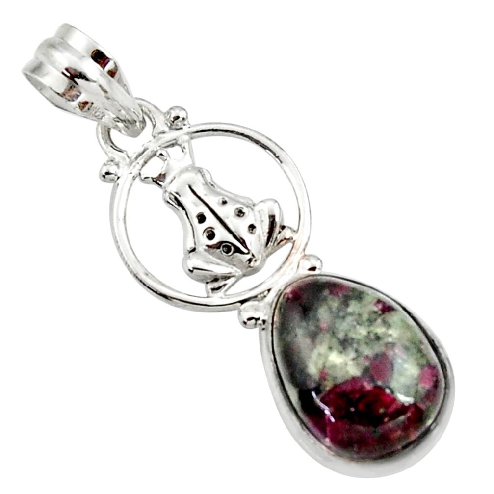 9.42cts natural pink eudialyte 925 sterling silver frog pendant jewelry d44626