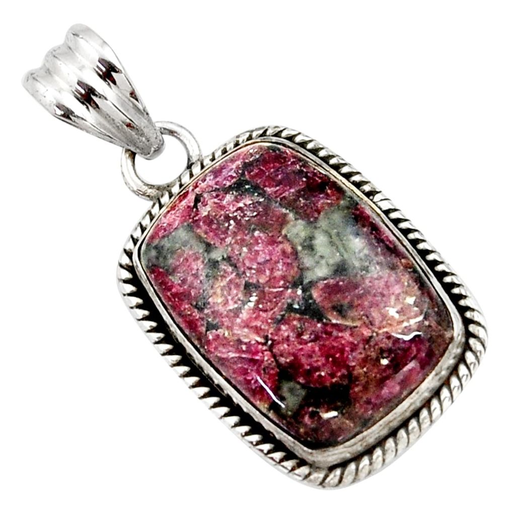 19.72cts natural pink eudialyte 925 sterling silver pendant jewelry r27968