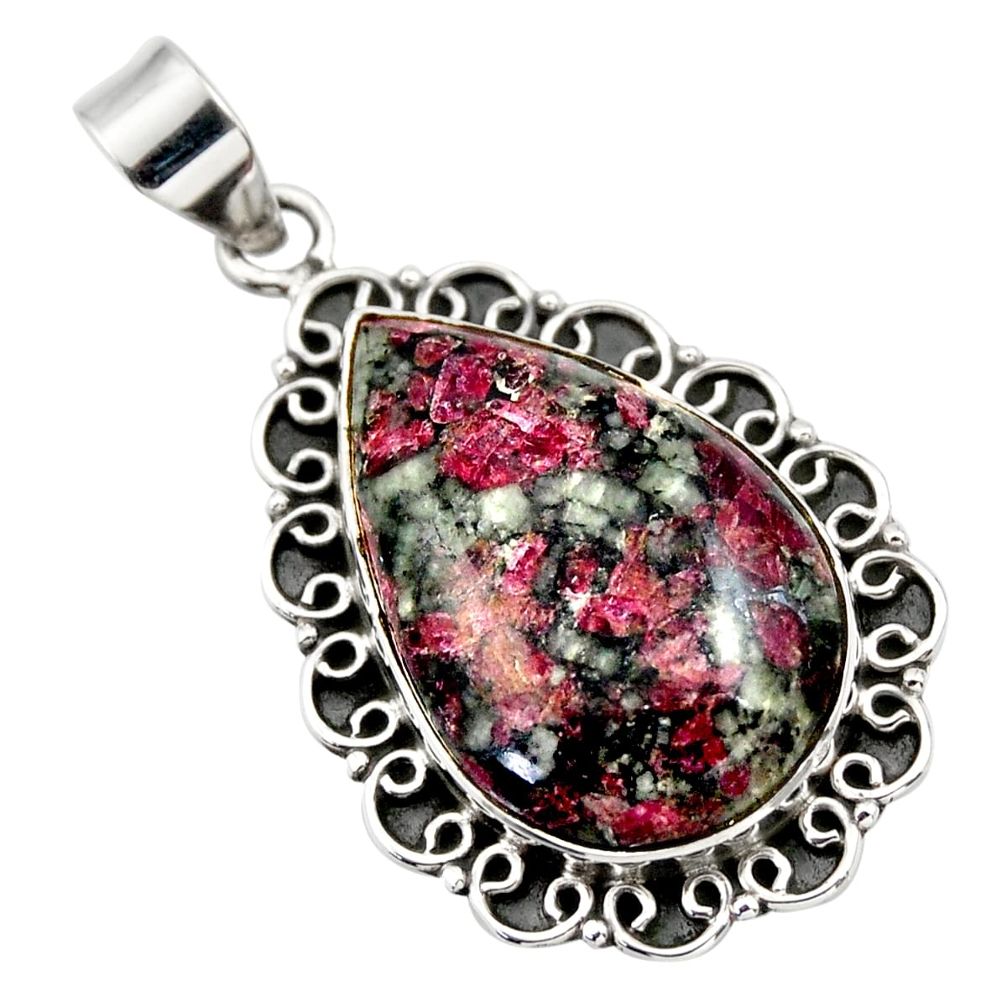 23.11cts natural pink eudialyte 925 sterling silver pendant jewelry r32141