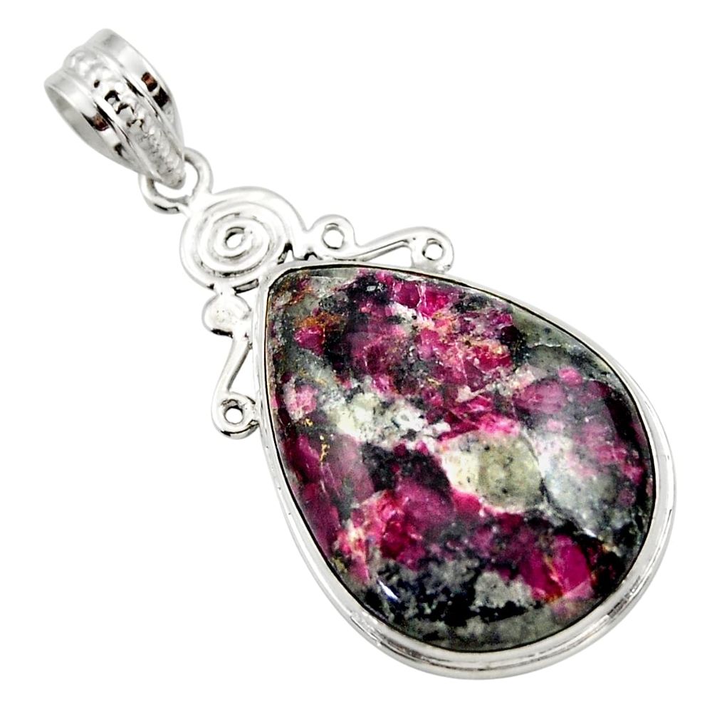 22.02cts natural pink eudialyte 925 sterling silver pendant jewelry r32142