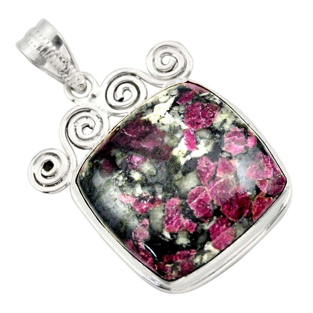 23.92cts natural pink eudialyte 925 sterling silver pendant jewelry r32149