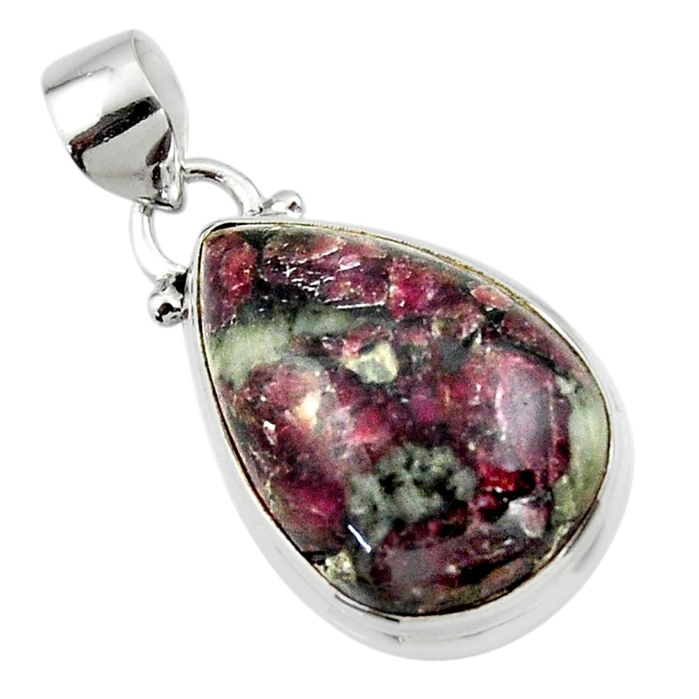 13.47cts natural pink eudialyte 925 sterling silver pendant jewelry r46238