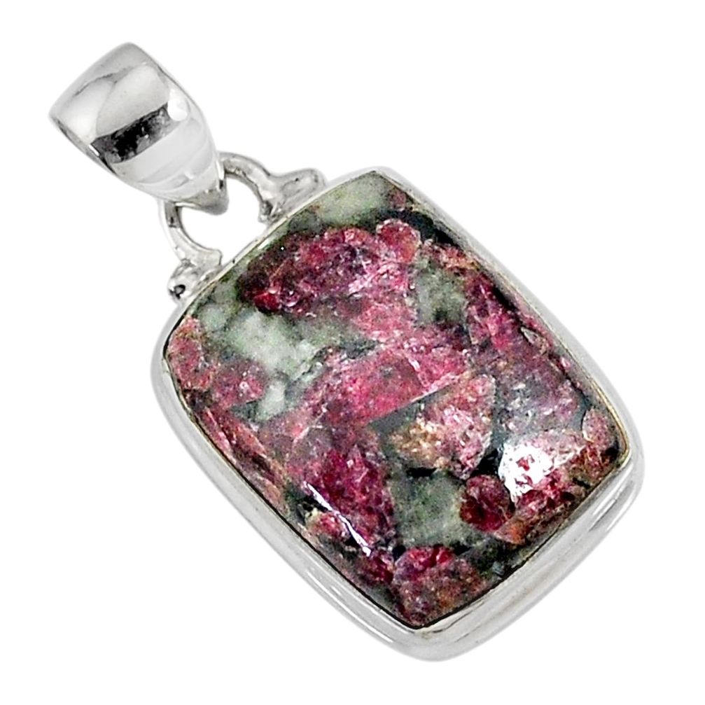 14.12cts natural pink eudialyte 925 silver handmade pendant r76482