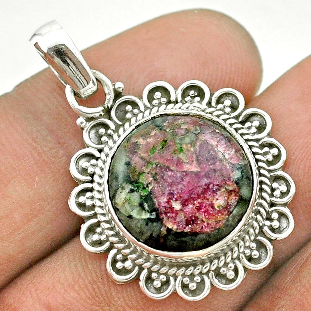 10.84cts natural pink eudialyte 925 sterling silver pendant jewelry t53187